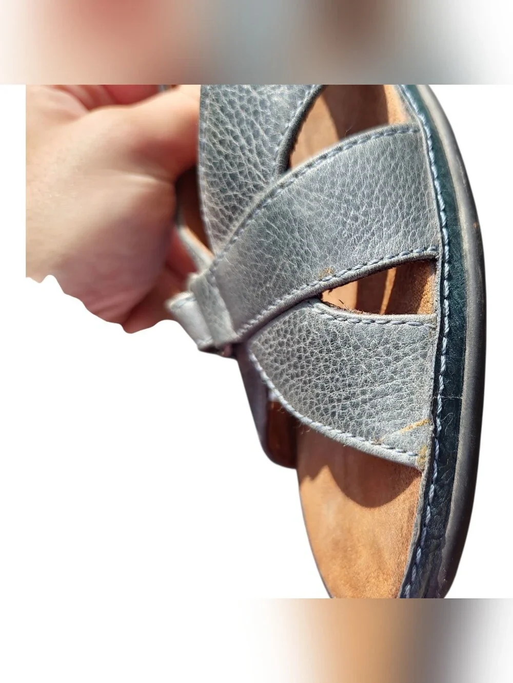 BareTraps Muted Blue Slingback Peep Toe Sandals Size 10M Coastal Grandma Granola